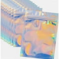 thumbnail image 1 of 50 PCS Mylar Bags, 6x10cm Resealable Foil Ziplock Bags Holographic Bags Star Smell Proof Baggies Sample Bags for Spice, Sweets Packaging, Party Favours Food Storage (8x13cm-Holographic), 1 of 3
