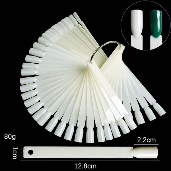 50 PCS NailSwatch Sticks with ,NailSwatch Polish Display Sample Sticks,Fan-Shaped Nails Polish Practice Stick, Nails Art Display Sample Color Wheels for NailPractice