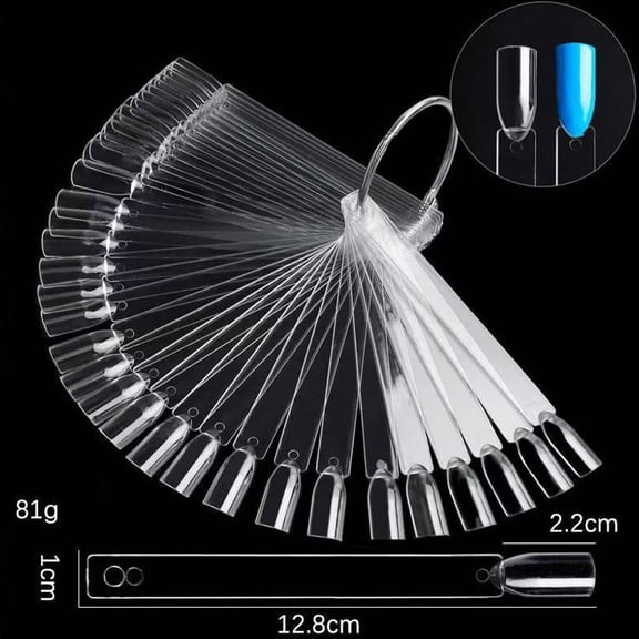 50 PCS NailSwatch Sticks with ,NailSwatch Polish Display Sample Sticks,Fan-Shaped Nails Polish Practice Stick, Nails Art Display Sample Color Wheels for NailPractice