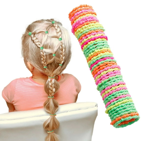 50 PCS No Damage Hairband Elastic Hair Ties Tiny Ponytail Holder Rope Soft Headband Accessories Mini Seamless Toddler Hair Bands for Everyday Use