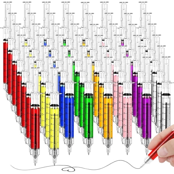 50 PCS Nursing Pens, Retractable Syringe Pens for Nurses, Multi-Color Nurse Pens, Funny Nurses Week Gifts Bulk, Black Ink Novelty Ballpoint Pens for Medical Assistants Student Hospital Nurse