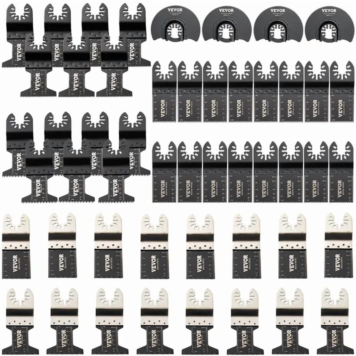 50 PCS Oscillating Saw Blades Quick Release Multitool Blades Kit HCS Tool Blades for Wood Plastic Metal Nails Bolts Compatible with Dewalt Dremel Fein Worx Bosch Makita Milwaukee