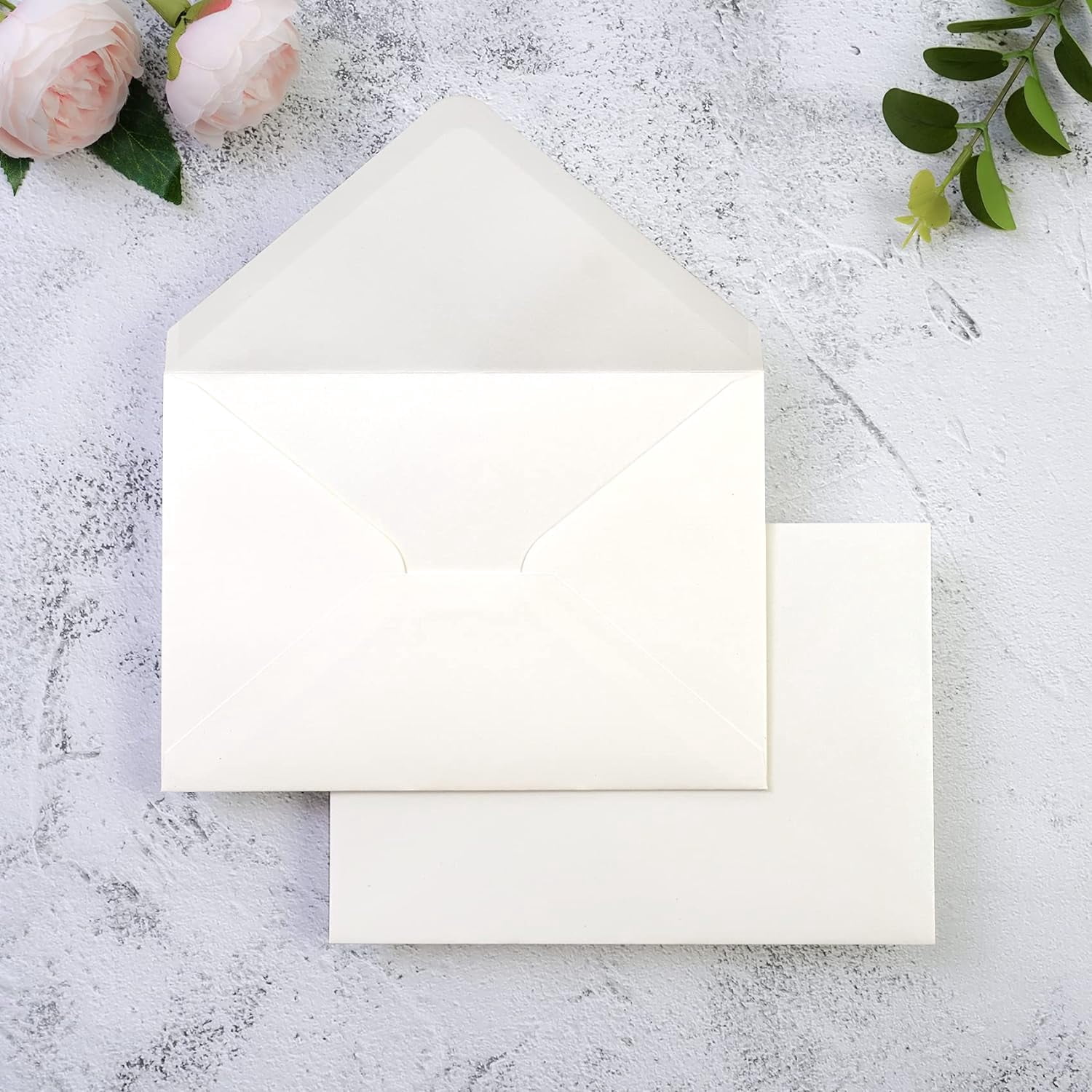 50 PCS/Pack A7 Envelopes, 5.25 x 7.25'' Pearl Ivory Envelope, Perfect ...