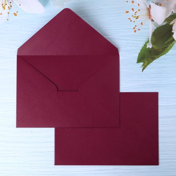 50 PCS/Pack A7 Envelopes, Shiny Burgundy 5x7 envelopes, Perfect for Wedding Invitation Cards, Greenting Card, Christmas Gift Cards Envelopes | 5.25 x 7.25 inches
