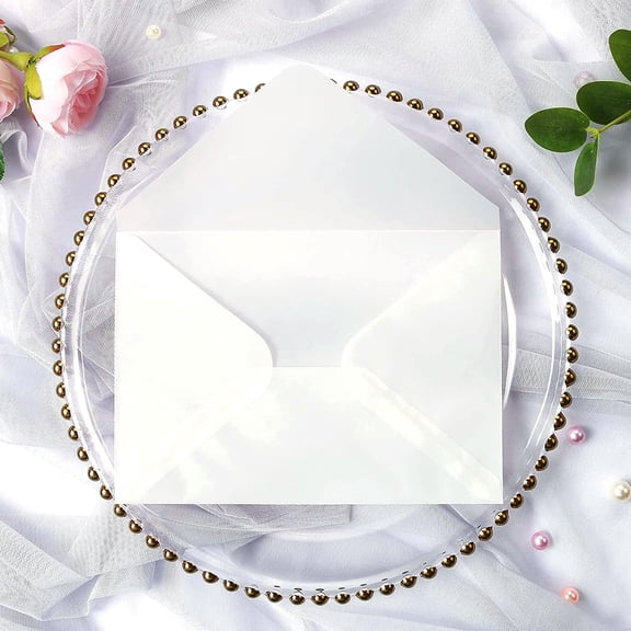 50 PCS/Pack A7 Vellum Envelopes, 5.35 x 7.5'' Vellum Envelopes, Perfect For 5 x 7'' Weddings Invitation Cards, Graduation Invite, Acrylic Invitations, Photos