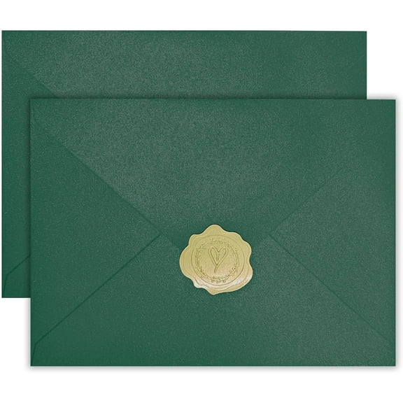 50 PCS Pearl Green Envelopes A7,5 x 7 Green Shimmer Envelopes for Invitation,Perfect for Wedding Invitation Cards,Birthday RSVP Invite,Christmas 5.25 x 7.25 inches