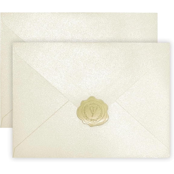 50 PCS Pearl Ivory Envelopes A7,5 X 7 Ivory Shimmer Envelopes for Invitation,Per
