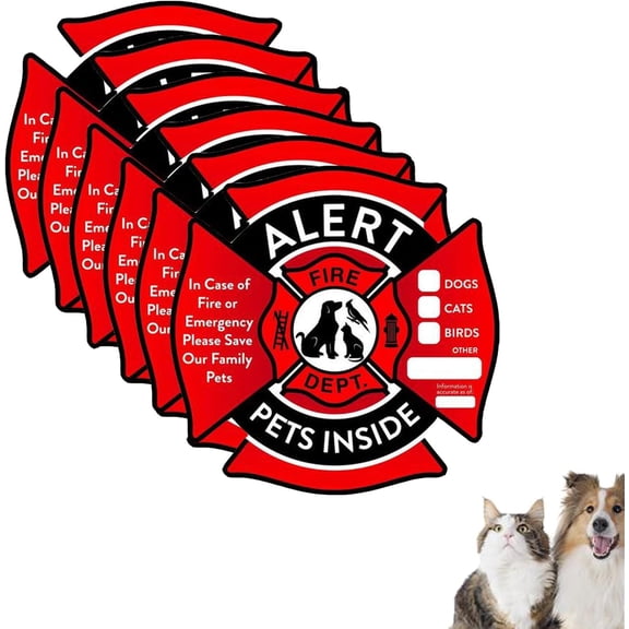 50 PCS Pet Alert Safety Fire Rescue Sticker, Save Our Pets Window Sticker, UV Fade Resistant Removable Adhesive for Door House