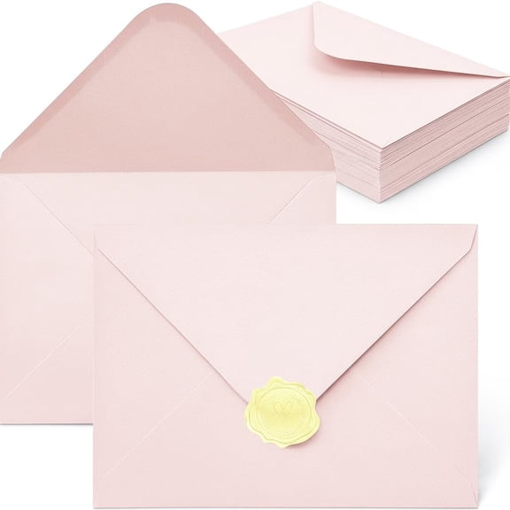 50 PCS Pink Specialty Paper Envelopes A7, 5 x 7 Envelopes for Invitation, Great for Wedding Invitation Cards, Photos,Perfect for Birthday, Baby Shower, Graduation, Christmas