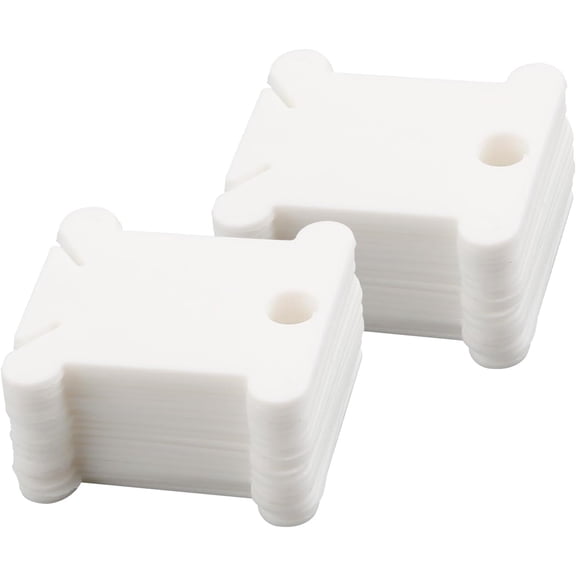 50 PCS Plastic Floss Bobbins - Thread Cards with Floss Winder, Embroidery Thread Winder Cross Stitch, Embroidery Thread Organizers for Cross Stitch Weaving DIY Crafting (White)