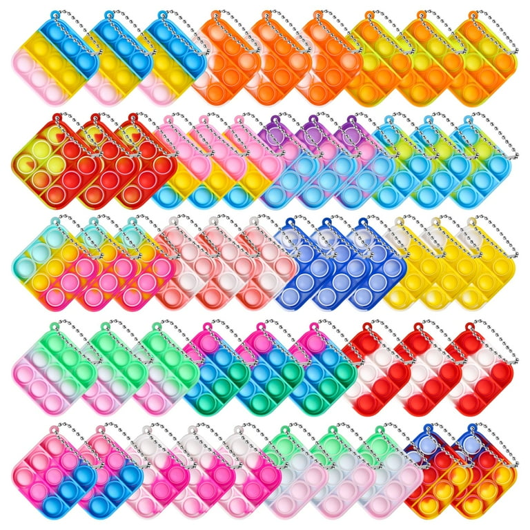 50 PCS Pop Its Fidget Toy Keychain Pack, Stress Relief Hand Toy