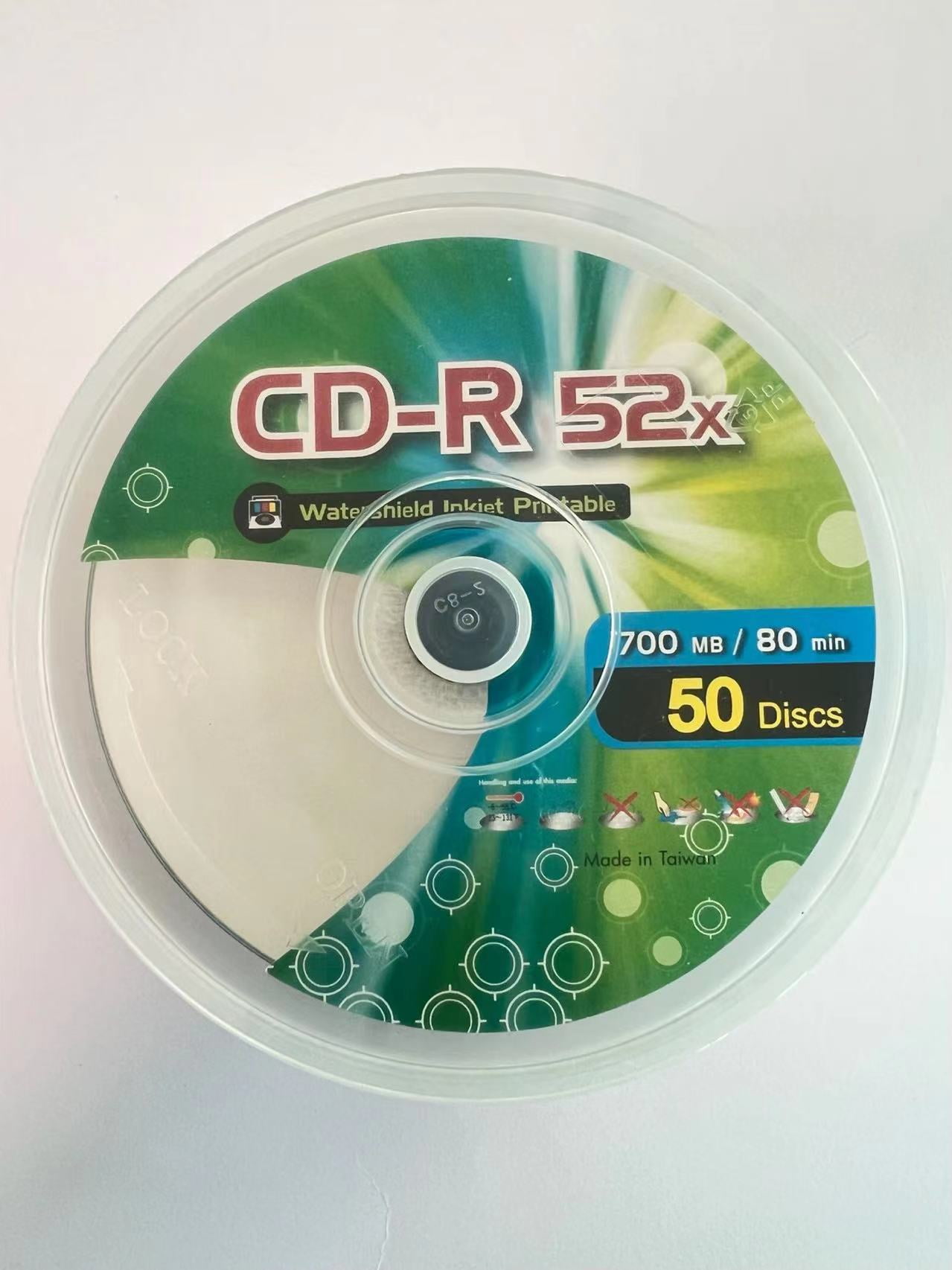 50 PCS Premium CD-R 52X 700MB/80MIN WATERSHIELD INKJET PRINTABLE FREE SHIPPING