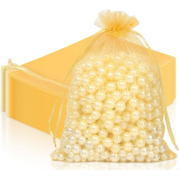 50 PCS Premium Sheer Organza Bags, Wedding Favor Bags with Drawstring, 4x6 inches Jewelry Gift Bags for Party, Jewelry, Festival, Makeup Favor Bags, Net gift bags, Drawstring goody bags