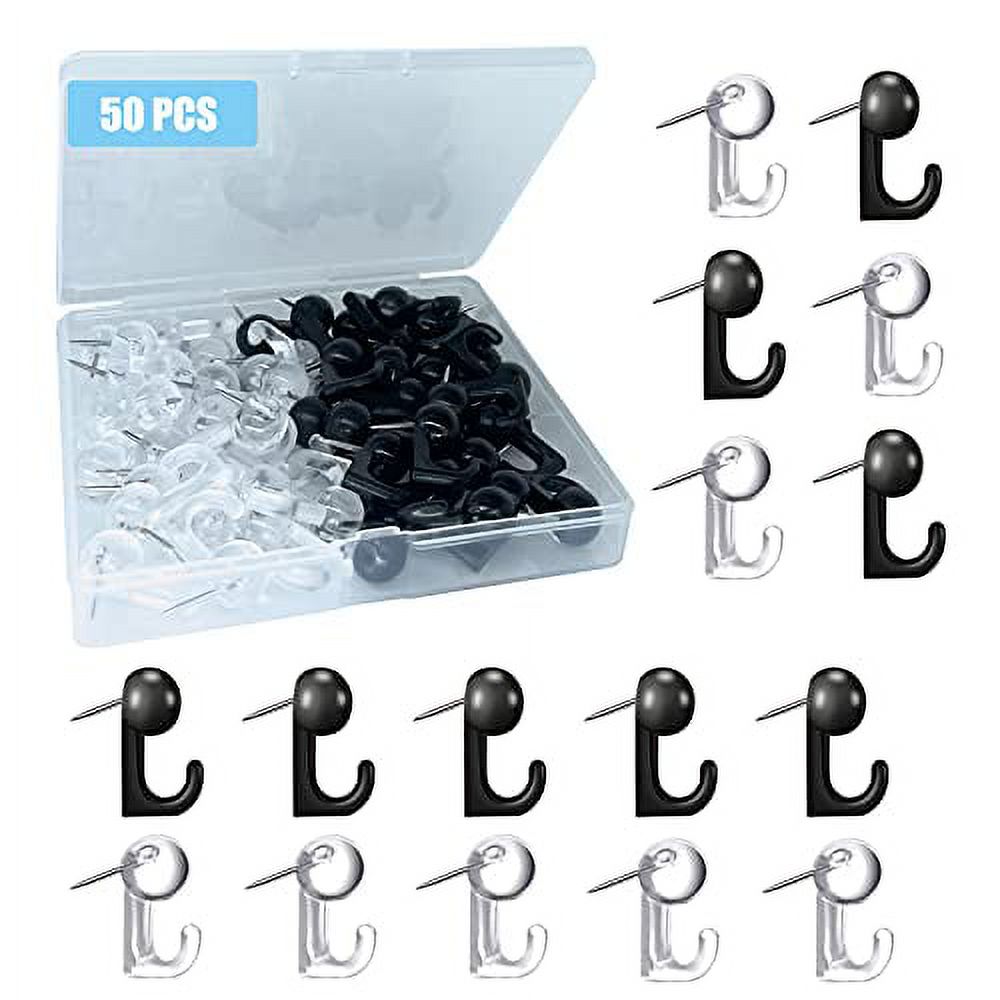 50 PCS Push Pin Hooks, Plastic Heads Cork Board Hooks Decorative Thumb