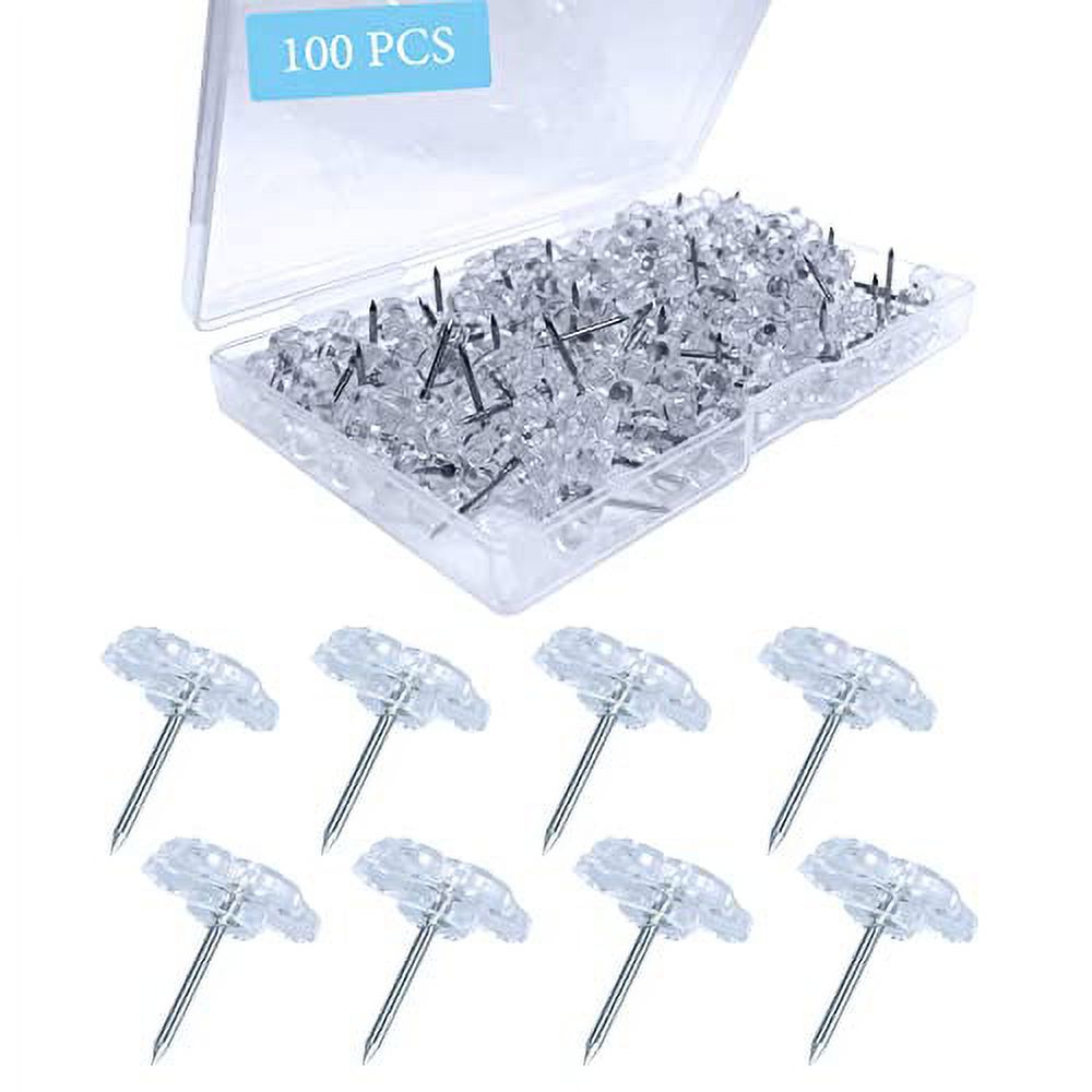 50 PCS Push Pin Hooks, Plastic Heads Cork Board Hooks Decorative Thumb