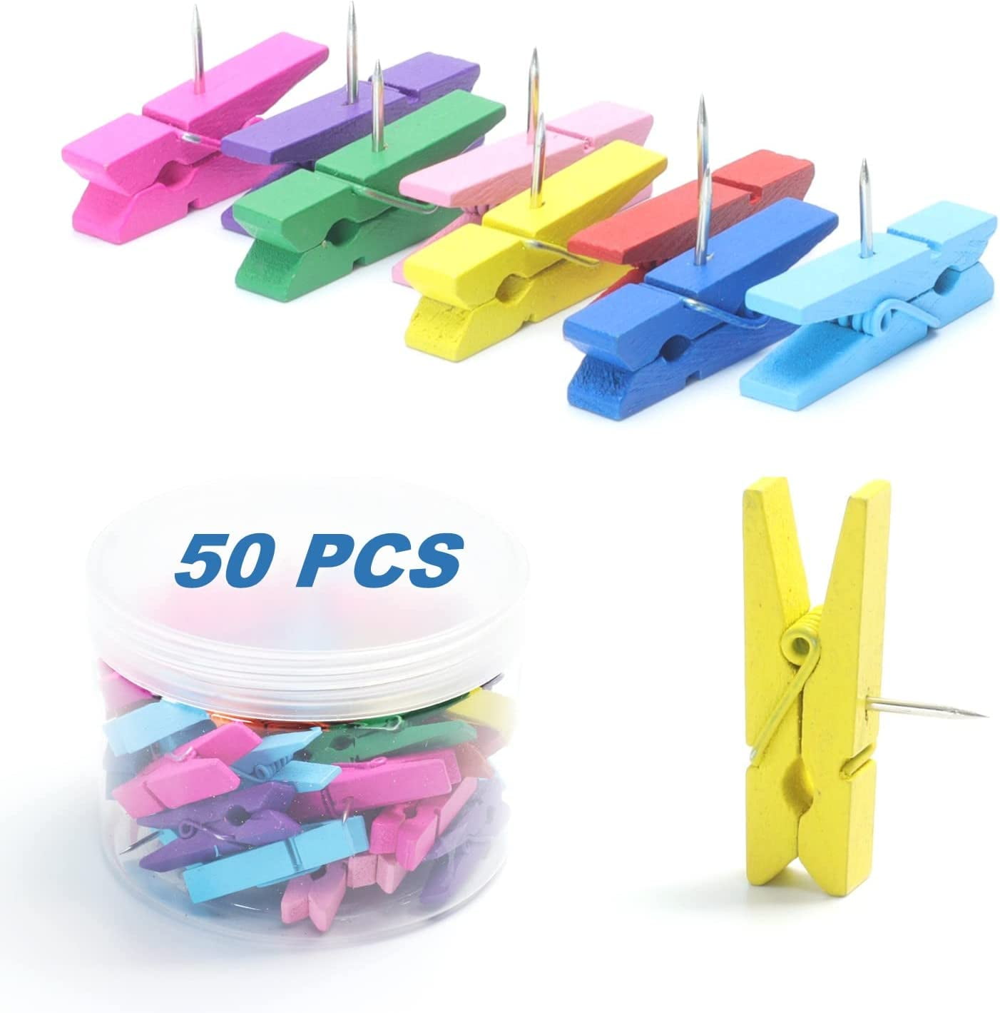 Office & School Presentation Supplies Pins Thumbtacks - 674171 - Clear Push  Pins-50 Ct