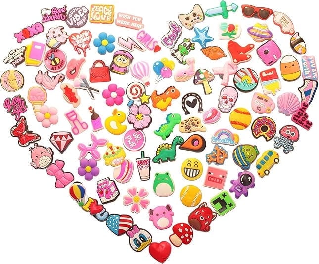 OUTDOLL 50 PCS Random Shoe Charms for Croc, Non-Repeat Decorations for Croc Clog, Suitable for Kids, Boys, Girls, Men, Women