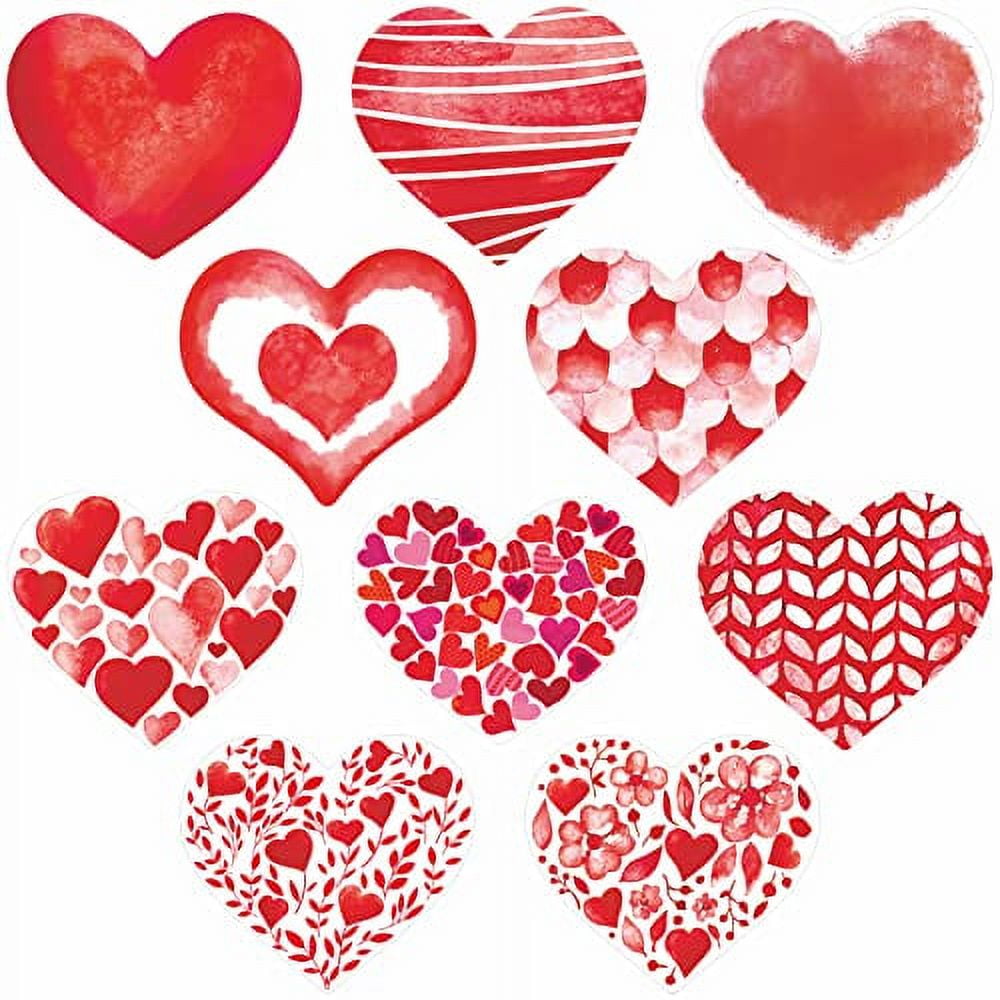 50 PCS Red Heart Cutouts, DoubleSided Printing HeartShaped Accents