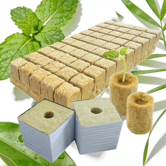 50 PCS Rockwool Starter Cubes 25x25x25mm Hydroponic Grow Plugs, Stonewool Seed Starting Blocks for Cuttings & Propagation