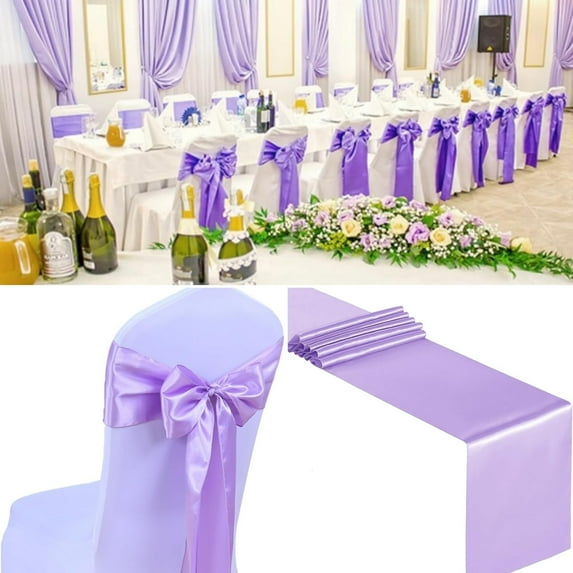 50 PCS Satin Chair Sashes Bows Decorative Universal Chair Cover Chair Ribbon Ties Sash for Christmas Wedding Party Ceremony Reception Hotel Events Banquet Restaurant Decor(7 x 108inch, )