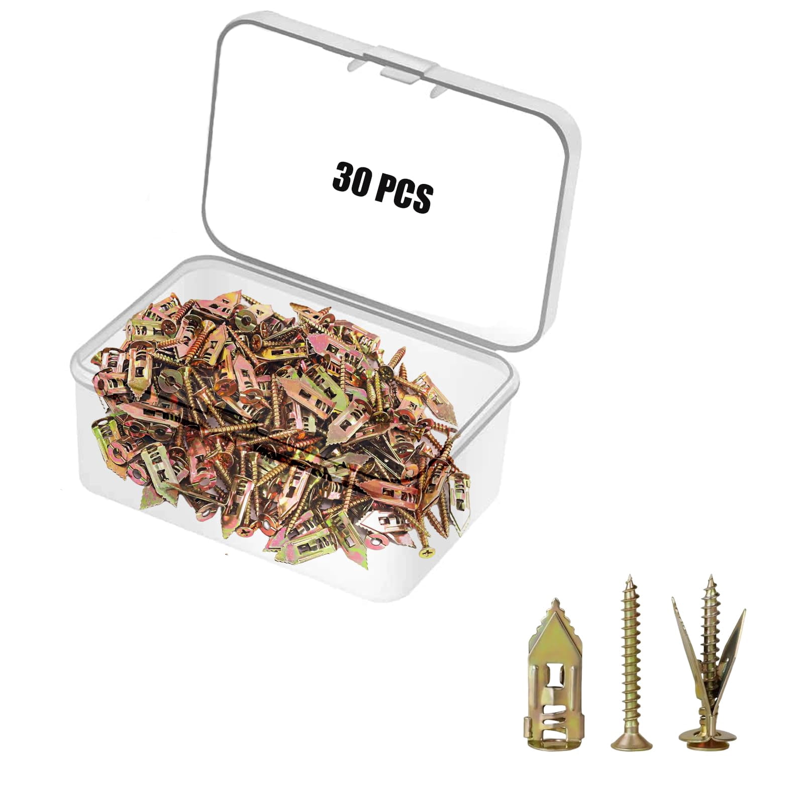 50 PCS Self Drilling Drywall Anchors with Screws Kit, Anchors and Screws Kit, No Drill Or Holes in Wall Drywall Anchors(0.47x1.18'' Self Drilling Anchors and 0.15 x1.18'' Screws)