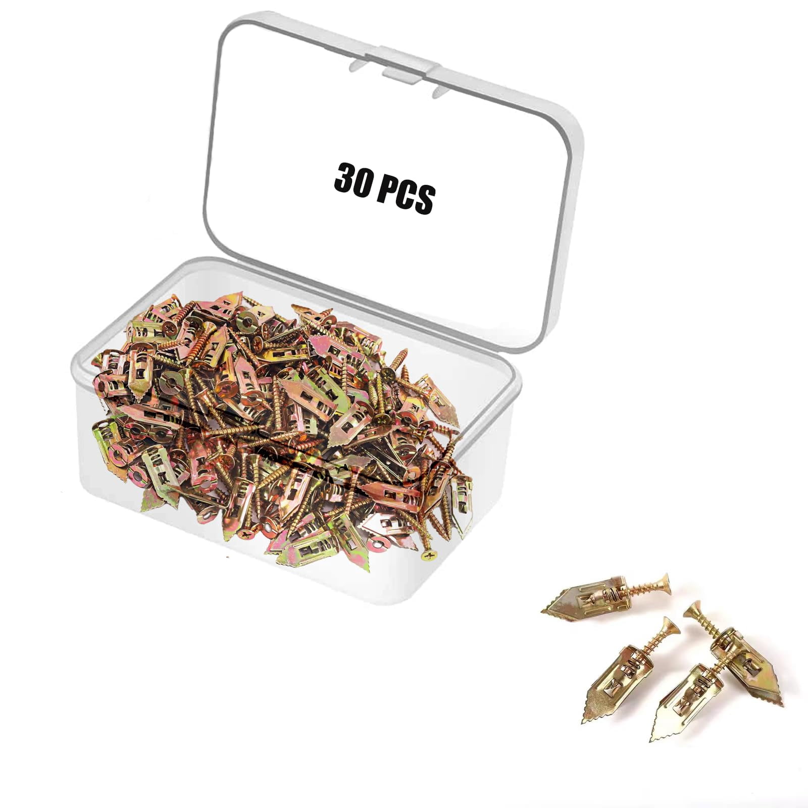 50 PCS Self Drilling Drywall Anchors with Screws Kit, Anchors and Screws Kit, No Drill Or Holes in Wall Drywall Anchors(0.47x1.18'' Self Drilling Anchors and 0.15 x1.18'' Screws)