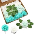 thumbnail image 1 of 50 PCS Shades of Green Artificial Flowers Real Looking Faux Foam Fake Roses with Stems for Wedding Decoration Bridal Shower Centerpieces Arrangements Party Tables Decor, 1 of 6