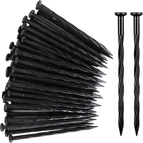 50 PCS Spiral Landscape Anchoring Spikes 8 Inch Plastic Edging Nails Nylon Stake for Paver Edging, Garden Lawn Yard, Turf, Tent, Weed Barriers