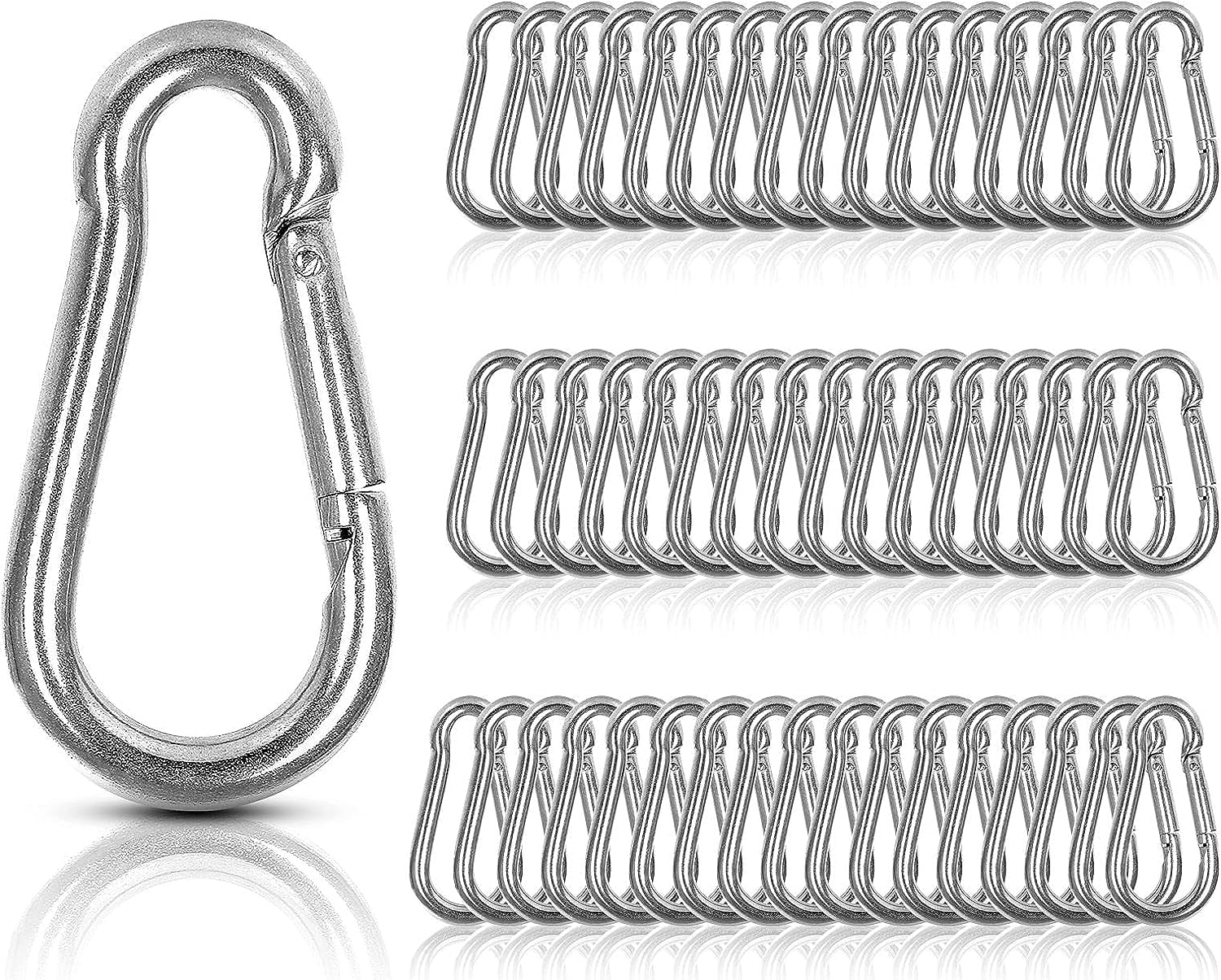 50 PCS Spring Snap Carabiner, Small Carabiner Clip, M5 x 2 Inch Snap