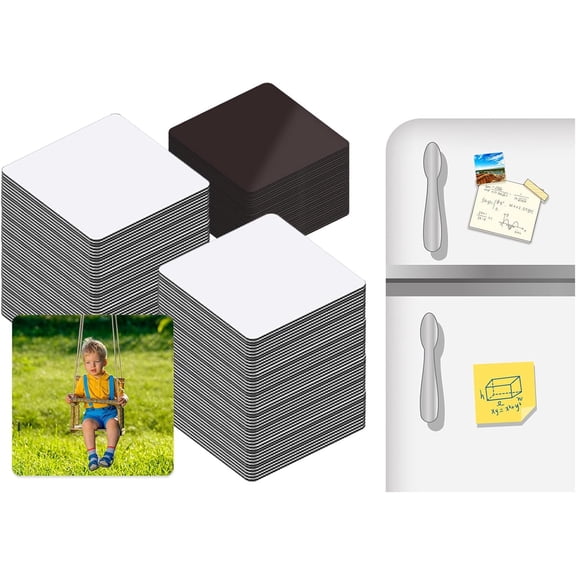 50 PCS Sublimation Magnet Blanks Metal Products Bulk Square 25 Metal Sublimation Blanks and 25 Magnets 3x3 inch Sublimation Fridge Magnet Aluminum Sign Blanks for Kitchen Office Decorative