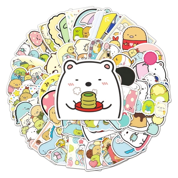 50 PCS For Sumikko Gurashi Cartoon Theme Water Bottle Stickers for Teens,Waterproof Vinyl Holiday Party Stickers for Laptop,Skateboard,Suitcases,Stickers for Gift