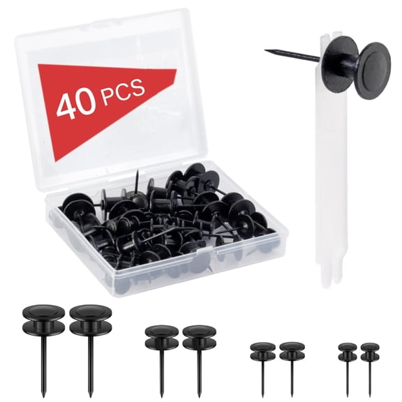 50 PCS Thumb Tacks for Wall Picture Hangers, Double Headed Picture Hanging Nails Kit, Push Pins Wall Hooks, Renter Friendly Decor Thumbtacks for Tapestry Frame Art Photos(Black &Gold)