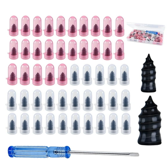 Wbeng 50 Pcs Tire Repair Rubber Nails, Reliable Screw in Tire Repair Plugs with a Screwdriver, Tire Repair Screws, Tire Plugs Screw for Car,Truck