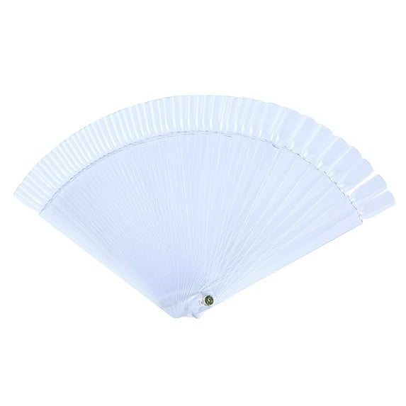 50 PCS Transparent Nail Swatches Sticks, Fan-shaped Nail Art Tips, Nail Polish Display Board Practice Sticks with Metal Screw Holder
