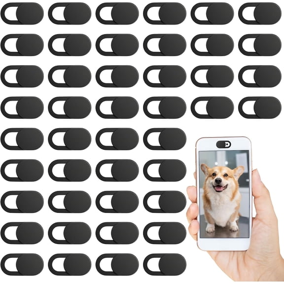 50 PCS Webcam Cover Slide Black Phone Camera Covers, 0.023 Inch Ultra-Thin Universal Laptop Camera Cover Slide Webcam Protects Your Privacy & Security for Laptop, Desktop, Smartphone, Cell Phone