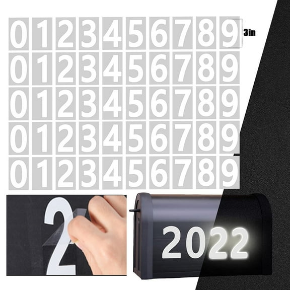50 PCS White Mailbox Numbers, Vinyl Waterproof Stickers for Outside, Address on House, Big Mail BOX Number, 5 Pack (2/3/4 Inch,0-9)