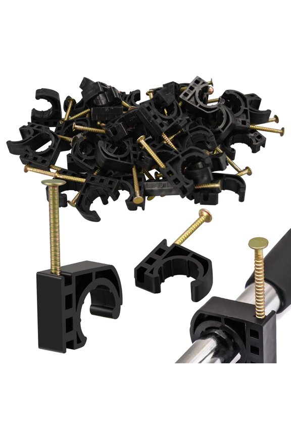50 Pack 1/2" Half Clamps J-Hook with Nails Set, J Clamps for PEX, Copper, CPVC Tubing Connections