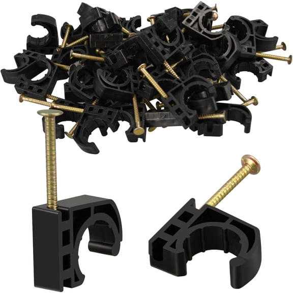50 Pack 1/2 Inch Half Clamps J-Hook with Steel Nails Set, Pipe Hanger & J Clamps for PEX, Copper, CPVC Tubing Connections, Secure Pipe Support Hooks