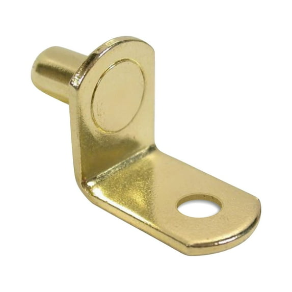 50 Pack 1/4" Rok Hardware L-Shaped Steel Shelf Support with Hole in Brass Finish