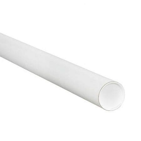 50-Pack: 1.5x16" White Mailing Tubes with Caps, 3-ply Spiral Wound, Durable Construction