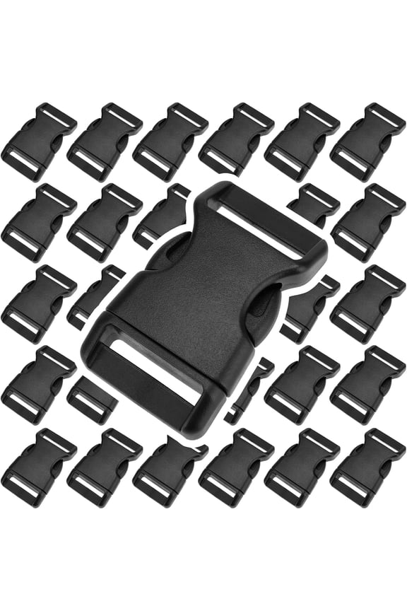 50 Pack 1 Inch Plastic Buckle Clips, Paracord Bracelets Buckles, Plastic Side Release Buckles, Quick Release Parachute Buckle for Backpacks, Straps, Belts, Collars