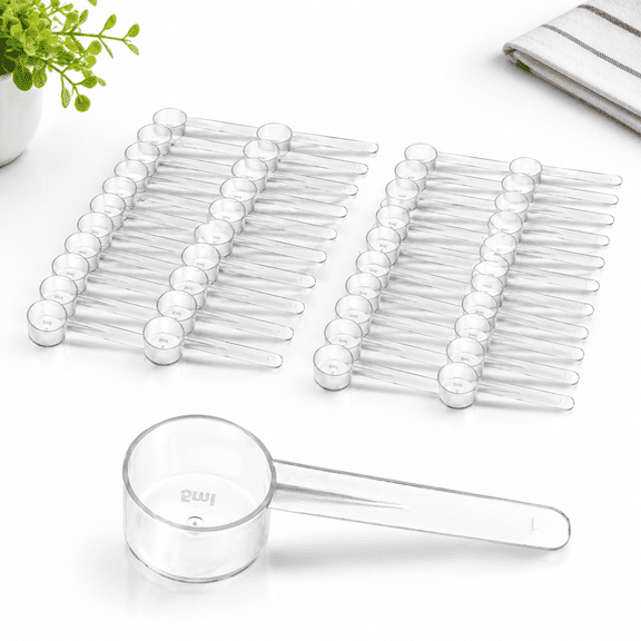 50 Pack 1 Tsp (5 Ml) Plastic Measuring Spoons For Portioning Dry Goods