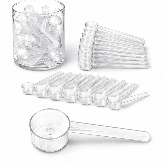 50 Pack 1 Tsp (5 Ml) Plastic Measuring Spoons for Portioning Dry Goods