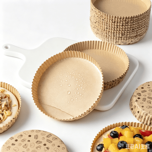 50 Sheets 8 Inch Disposable Pizza Paper Liners, Round Heat Resistant Non-Stick Oilproof Baking Trays, Multi-Purpose Cake Base Paper for Air Fryer, Oven, Breakfast & Pastry Baking