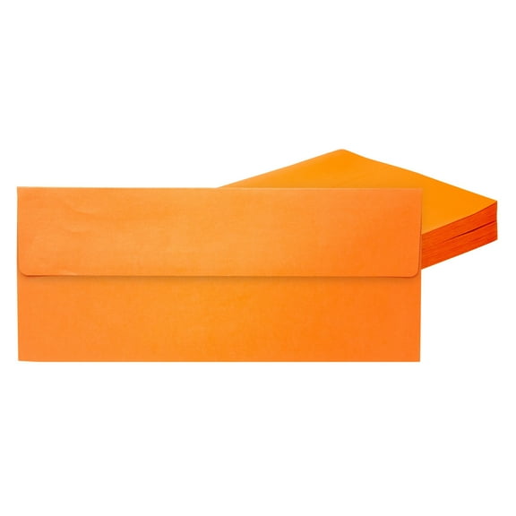 Pipilo Press Orange Envelopes - 50 Pack, #10 Size (4 1/8 x 9 1/2 In), Metallic Orange, Square Flap - Invitation & Business Mailing Envelopes for Gift & Personal Use