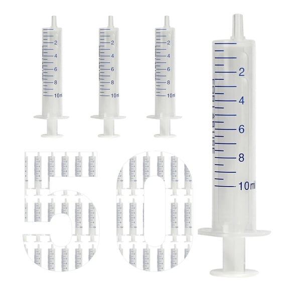 50 Pack 10 ml Plastic Syringe, luer Slip Syringe, Used in Scientific Laboratories, Liquid refilling, DIY Crafts, Scientific Labs By