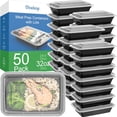 thumbnail image 1 of 50 Pack (100-Piece) 32 oz Meal Prep Containers Reusable with Lids, Sturdy Leakproof & Food Safe, Microwave, Freezer, Dishwasher Safe Prep Containers, To Go Take Out Plastic Food Storage, 1 of 8