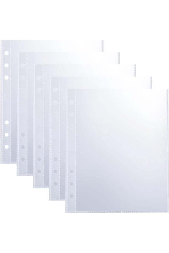 50 Pack 100 Pockets A5 Binder Inserts 5x7 in 6 Ring Clear Binder Sleeves Double-Sided Plastic Sleeves for Binders for Photos, Postcards, Seed Packets Clear PP Sheet Protector