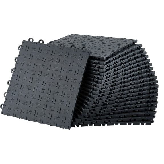 50 Pack 12x12 In Interlocking Garage Floor Tiles Heavy Duty PVC 50 Sq Ft 5500 lb Load Non-Slip