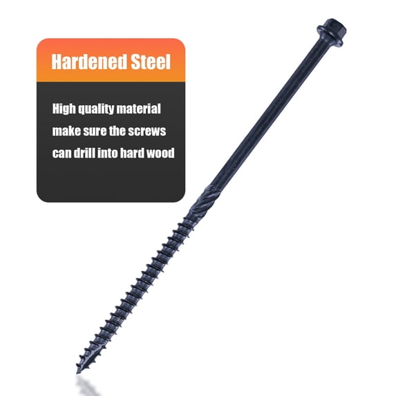 50-Pack #14 x 8 Inch Structural Lag Screws, Heavy Duty Black Hex Timber ...